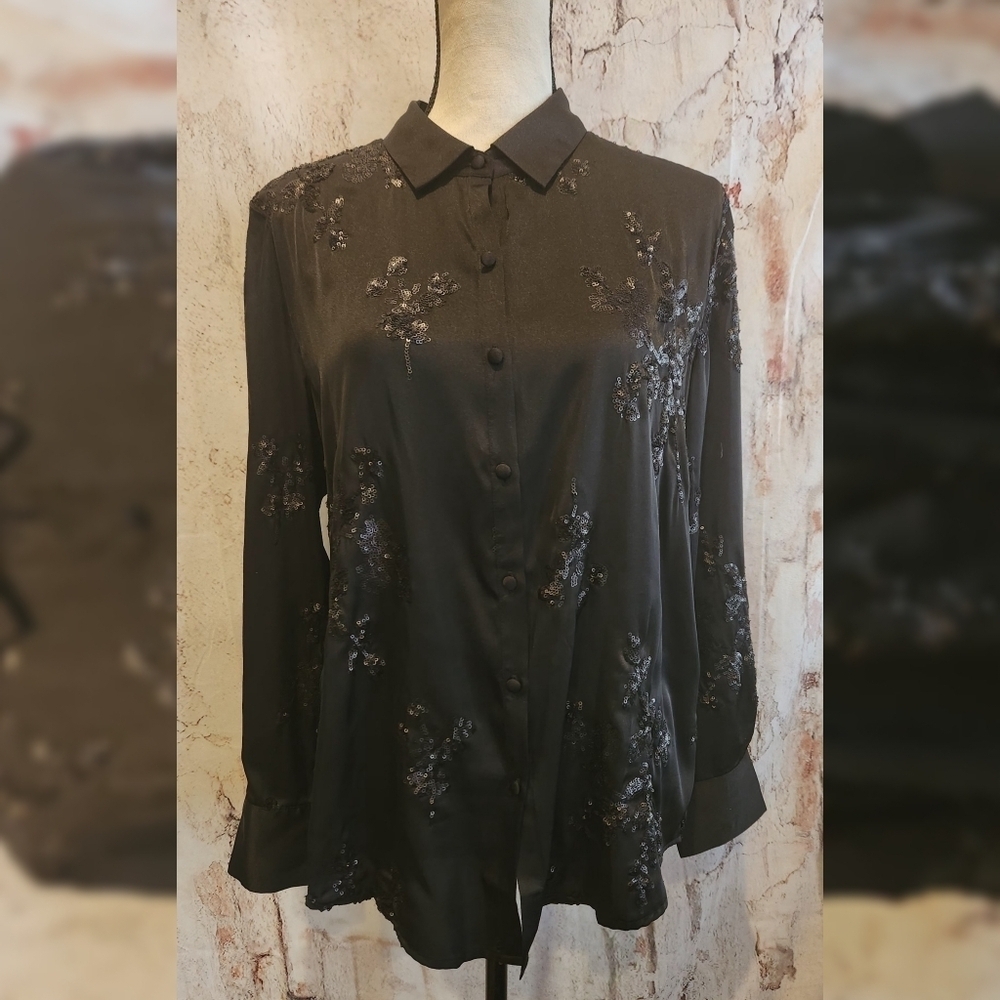 Tribal Jeans Sequin Design Top Sz M